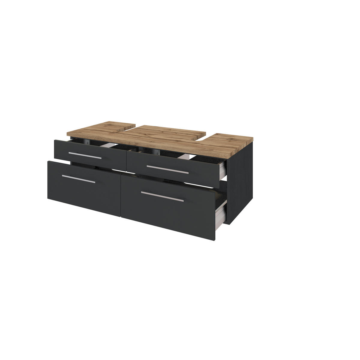 WASCHTISCHUNTERSCHRANK  - Alufarben/Grau, KONVENTIONELL, Holzwerkstoff/Metall (120/41/47cm) - Xora