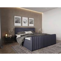 BOXBETT 180/200 cm,  in Graphitfarben, gepolstertes Kopfteil, Bettkasten, Topper, Matratzen, H3 + H3 = fest  - Schwarz/Graphitfarben, Basics, Kunststoff/Textil (180/200cm) - Chameo