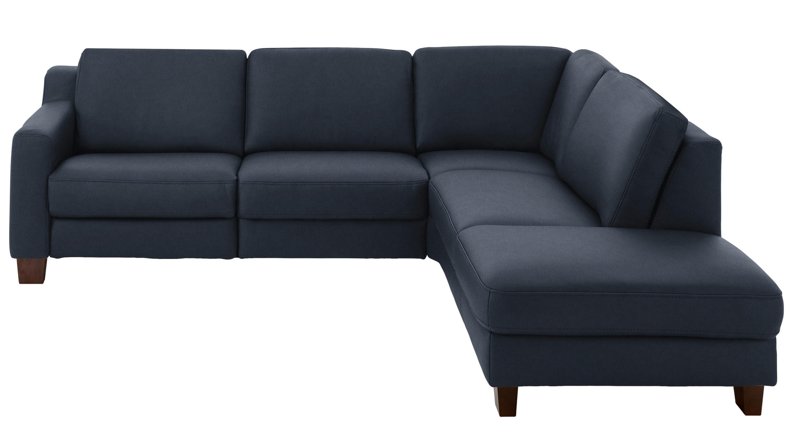 ECKSOFA in Echtleder Dunkelblau  - Eichefarben/Dunkelblau, Design, Leder/Holz (259/235cm) - Valdera
