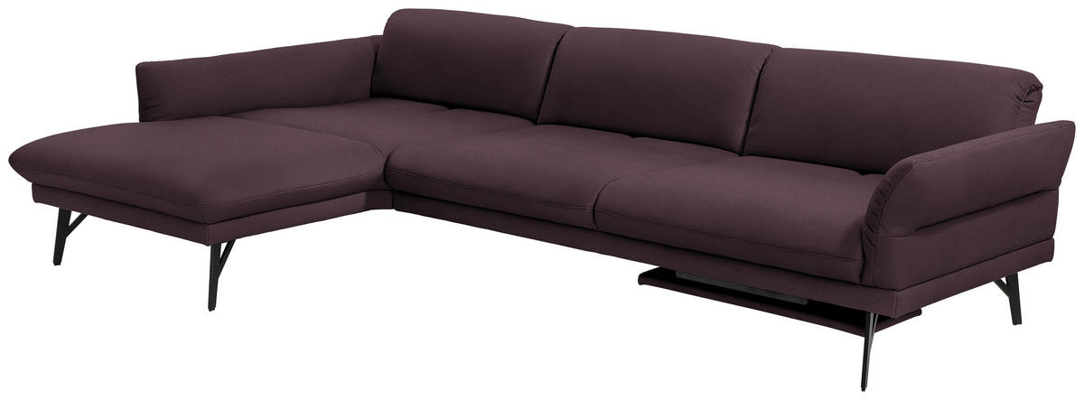 ECKSOFA in Echtleder Dunkelbraun  - Anthrazit/Dunkelbraun, Design, Leder/Metall (173/308cm) - Joop!