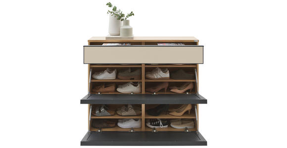SCHUHKIPPER  in 120/108/31 cm  - Eichefarben/Anthrazit, Design, Glas/Holzwerkstoff (120/108/31cm) - Dieter Knoll