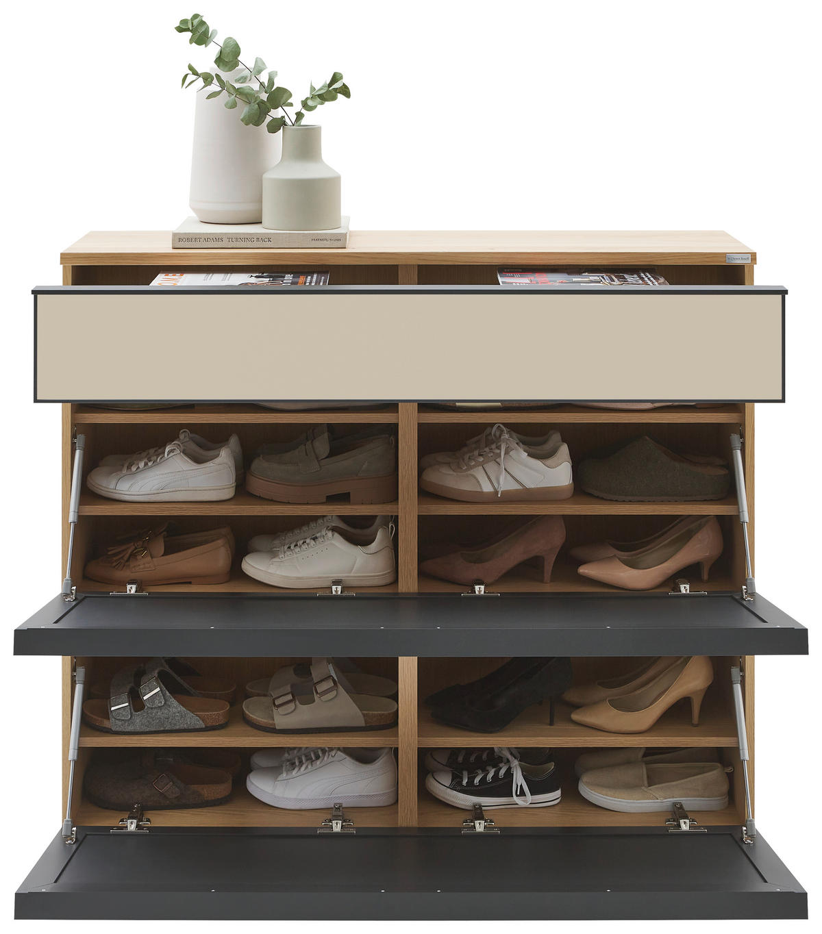 SCHUHKIPPER  in 120/108/31 cm  - Eichefarben/Anthrazit, Design, Glas/Holzwerkstoff (120/108/31cm) - Dieter Knoll