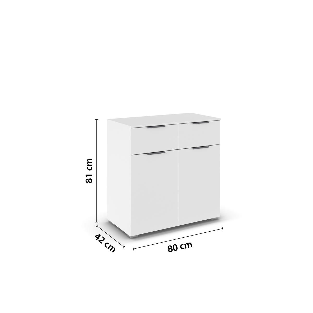 KOMMODE 80/81/42 cm Weiss  - Weiss/Alufarben, Modern, Holzwerkstoff (80/81/42cm) - Rauch Möbel