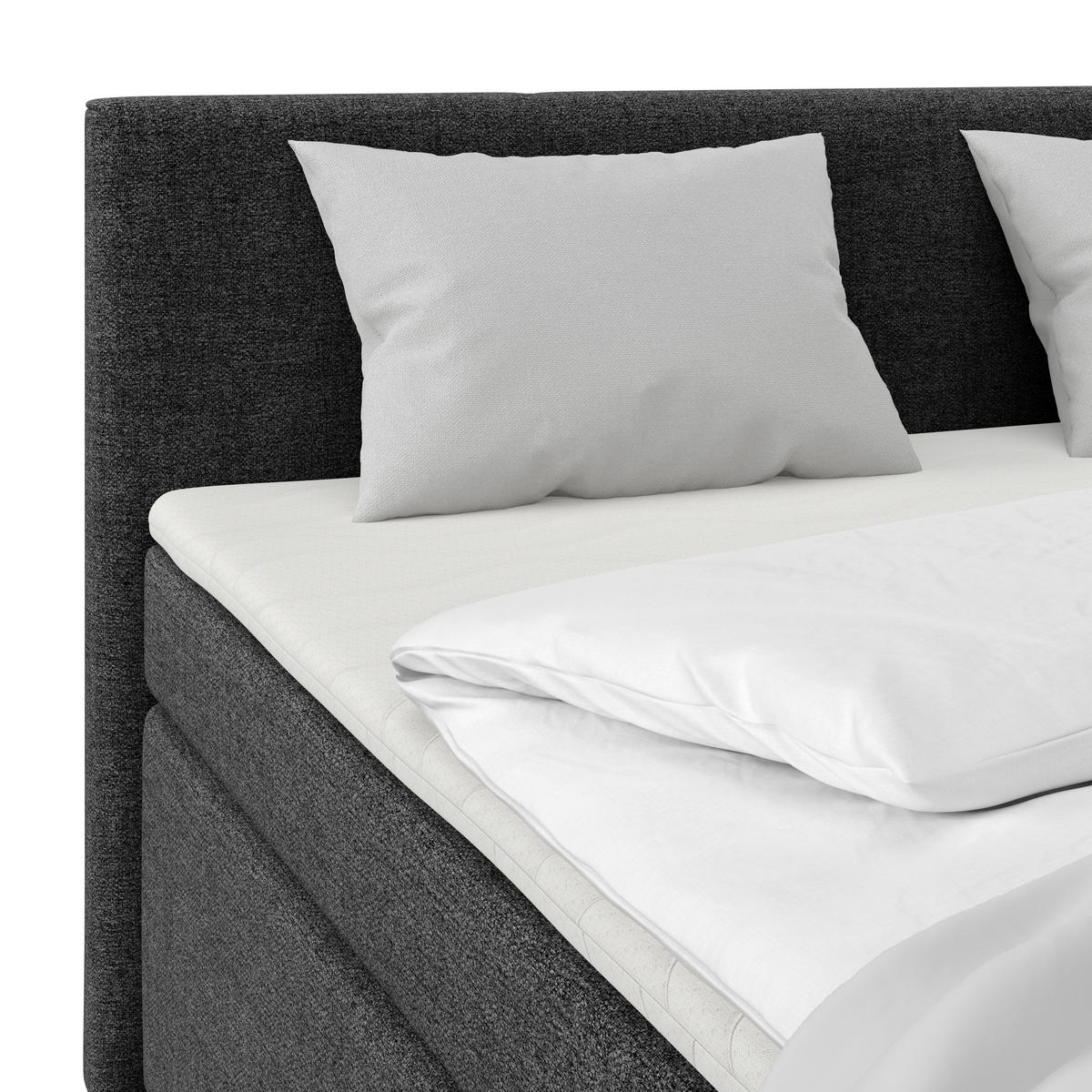 BOXSPRINGBETT 180/200 cm  in Schwarz  - Alufarben/Schwarz, Basics, Kunststoff/Textil (180/200cm) - Boxxx