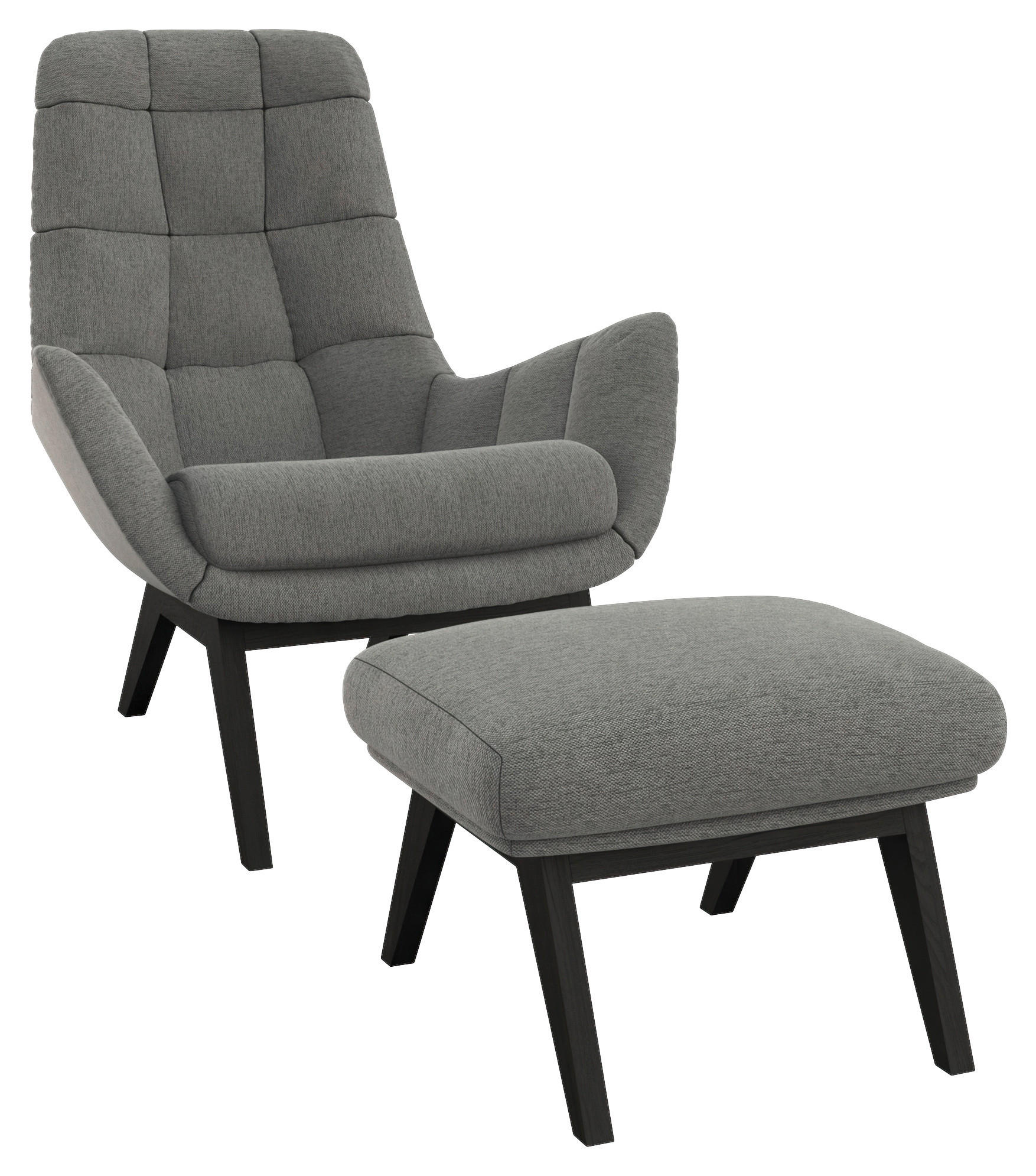 SESSELSET Flachgewebe Hocker    - Schwarz/Grau, Design, Holz/Textil (84/95/96cm) - MID.YOU