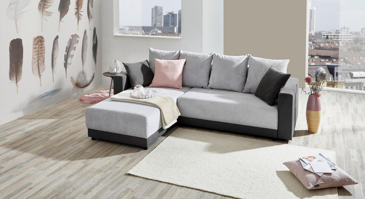 HÖRNSOFFA i chenille, flatväv ljusgrå, mörkgrå  - mörkgrå/ljusgrå, Design, textil/plast (178/248cm) - Ti'me