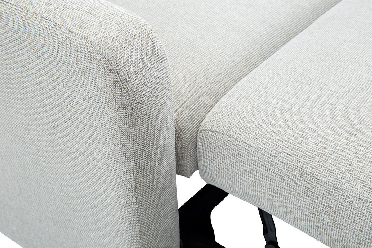 ECKSOFA Leinenoptik Beige  - Beige/Schwarz, Design, Kunststoff/Textil (152,5/225,5cm) - Livetastic