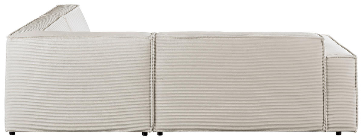 ECKSOFA in Cord Weiss  - Weiss/Schwarz, Konventionell, Kunststoff/Textil (254/224cm) - Hom`in