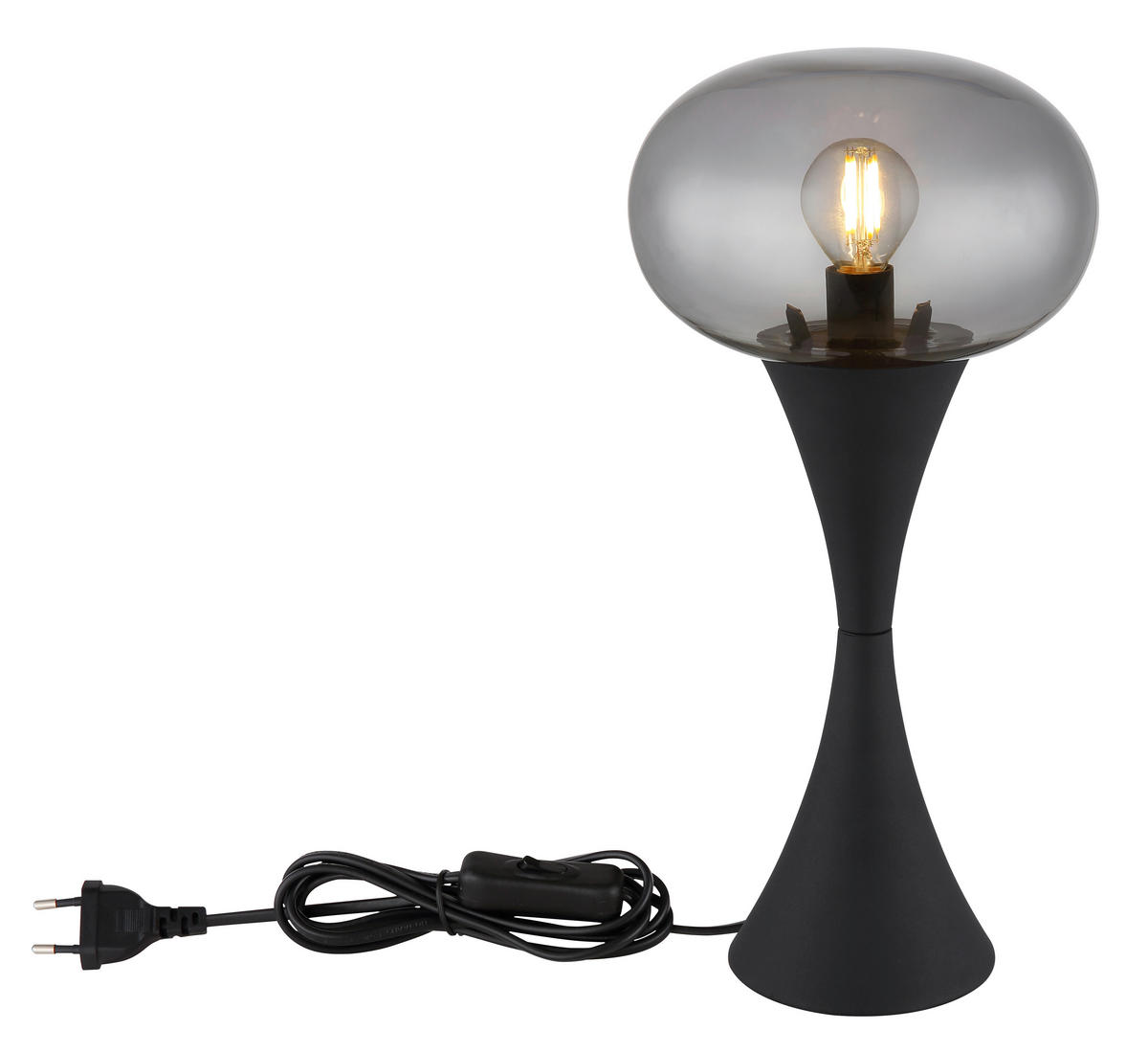 TISCHLEUCHTE 18/36,9 cm   - Schwarz/Grau, Design, Glas/Kunststoff (18/36,9cm) - Globo