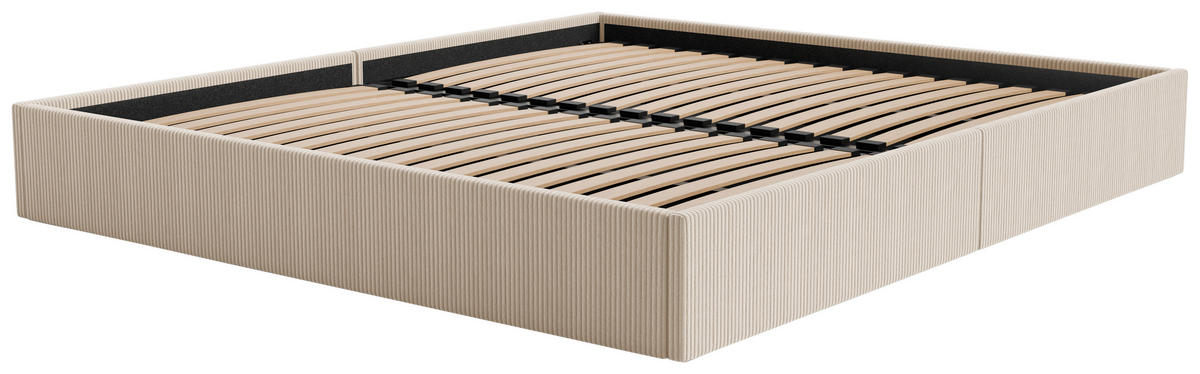 POLSTERBETT 240/200 cm,  in Creme, Lattenrost, Bettkasten,  - Creme/Schwarz, Design, Holz/Textil (240/200cm) - Boxxx