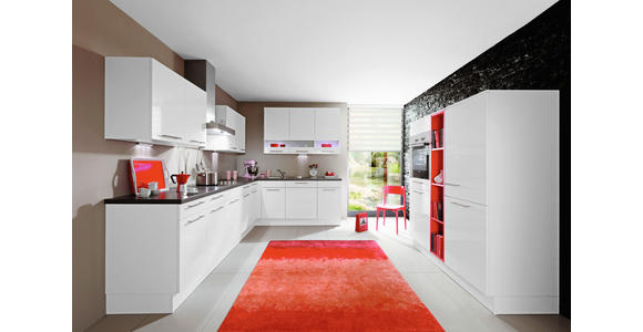 EINBAUKÜCHE   - Rot/Weiß, Design, Holzwerkstoff - Novel