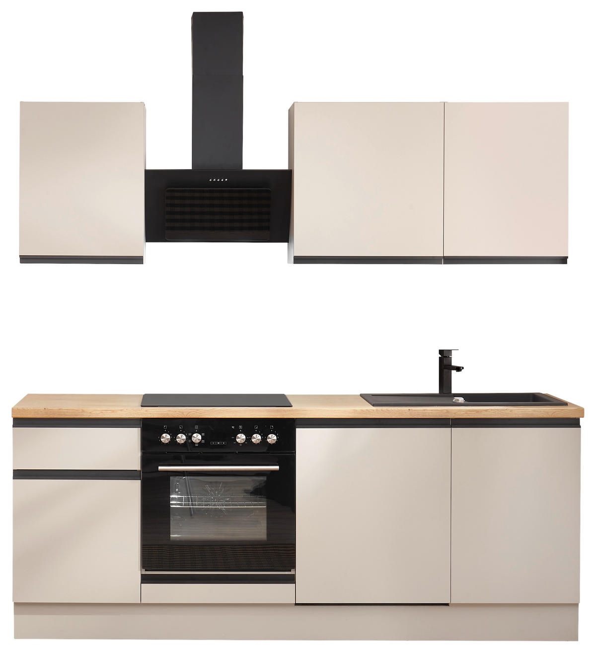 KÜCHENLEERBLOCK 220 cm   in Seidengrau  - Eichefarben/Seidengrau, Trend, Holzwerkstoff/Metall (220cm) - P & B