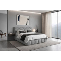 BOXBETT 180/200 cm,  in Silberfarben, gepolstertes Kopfteil, Bettkasten, Topper, Matratzen, H3 + H3 = fest  - Silberfarben/Schwarz, Design, Kunststoff/Textil (180/200cm) - Chameo