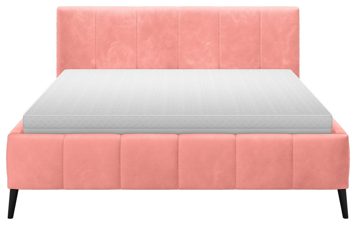 POLSTERBETT 180/200 cm  in Koralle  - Koralle/Schwarz, Trend, Holz/Textil (180/200cm) - home24