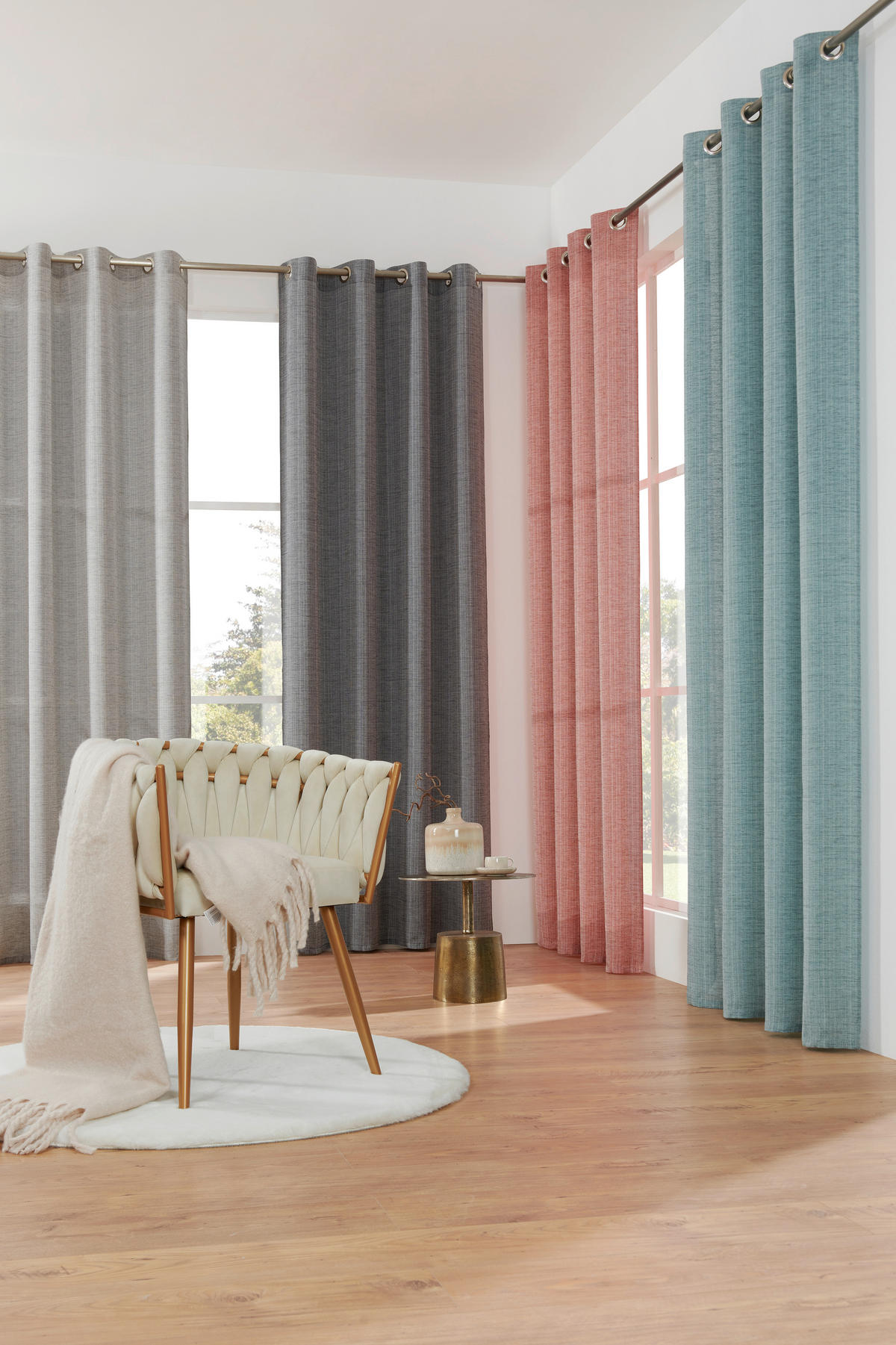 RINGLIS FÜGGÖNY részben áttetsző  - olajkék, Design, textil (140/245cm) - Esposa