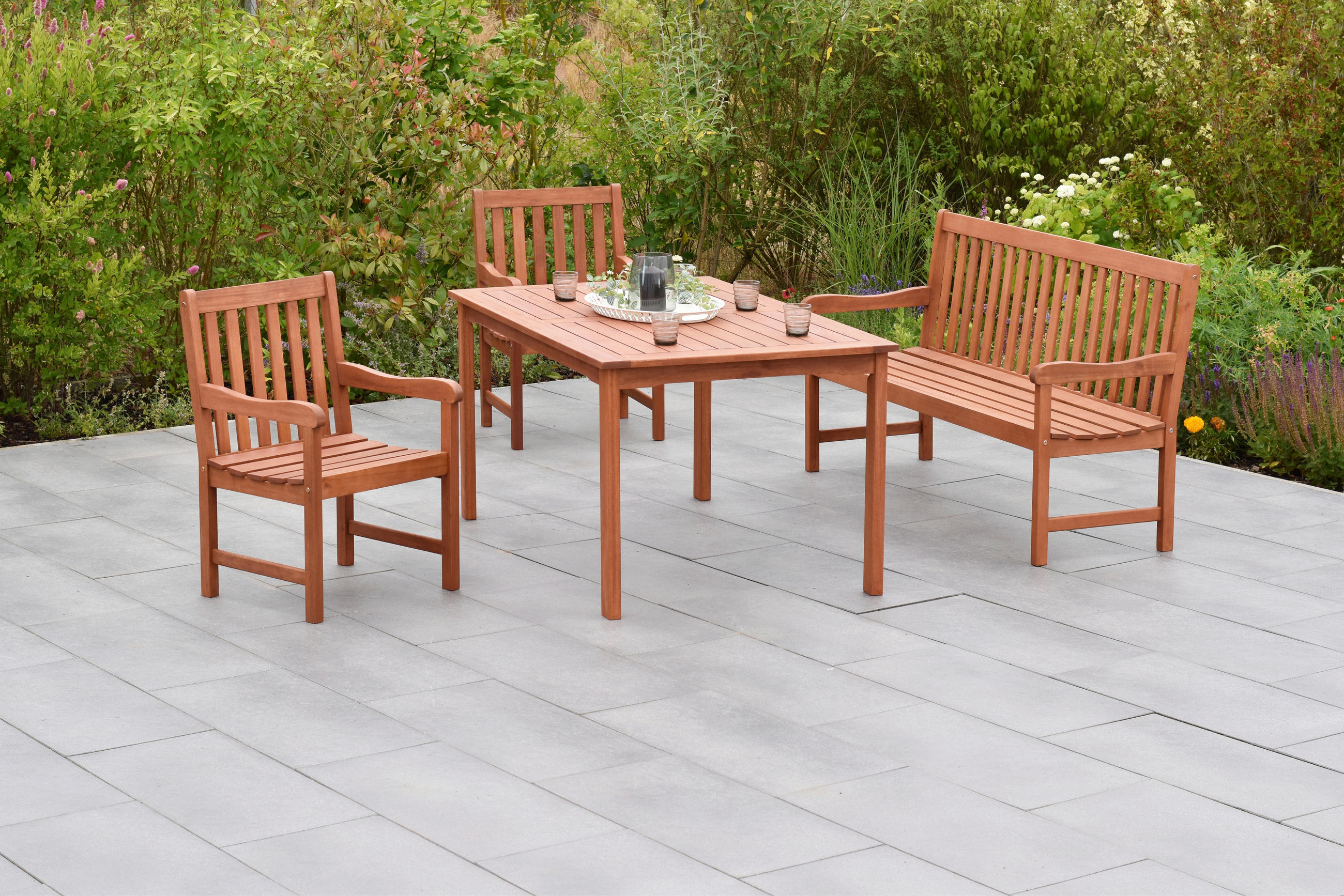 GARTENSET Eukalyptusholz massiv  - Naturfarben, MODERN, Holz - Gardenson