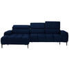 ECKSOFA in Samt, Webstoff Dunkelblau  - Schwarz/Dunkelblau, Design, Textil/Metall (177/270cm) - Welnova