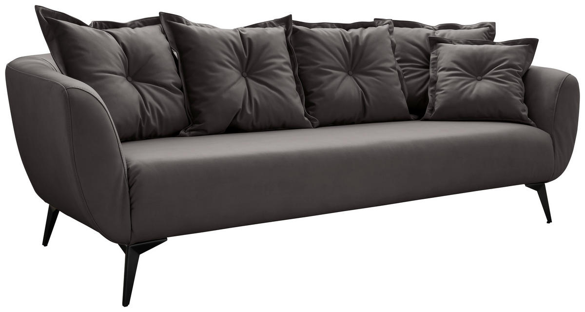 3-SITZER-SOFA Lederlook Anthrazit  - Anthrazit/Schwarz, MODERN, Textil/Metall (236/94/103cm) - Livetastic