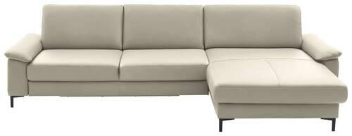 ECKSOFA in Echtleder Ecru  - Ecru/Schwarz, Design, Leder/Metall (334/176cm) - Dieter Knoll