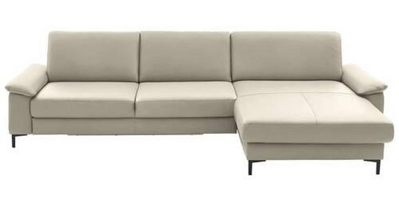 ECKSOFA in Echtleder Ecru  - Ecru/Schwarz, Design, Leder/Metall (334/176cm) - Dieter Knoll