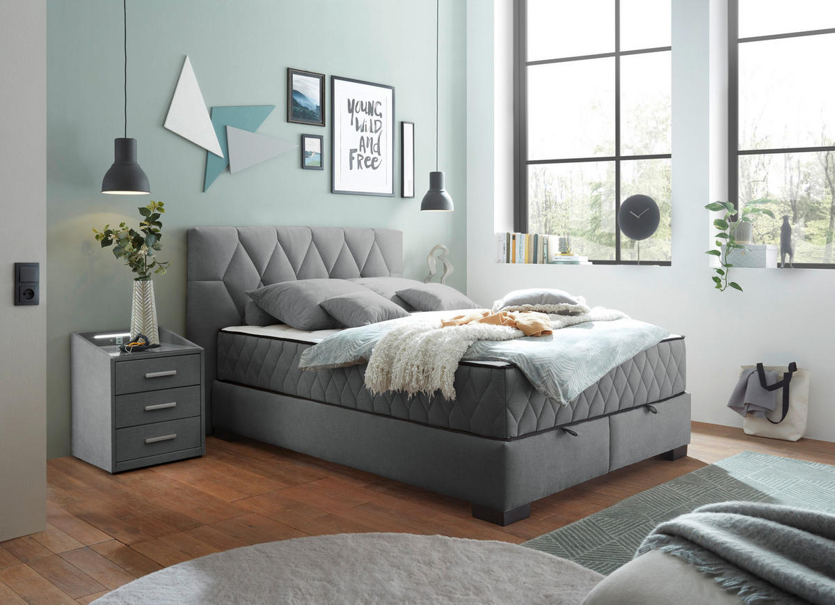 BOXBETT 140/200 cm  in Anthrazit  - Anthrazit/Schwarz, Modern, Holzwerkstoff/Kunststoff (140/200cm) - MID.YOU
