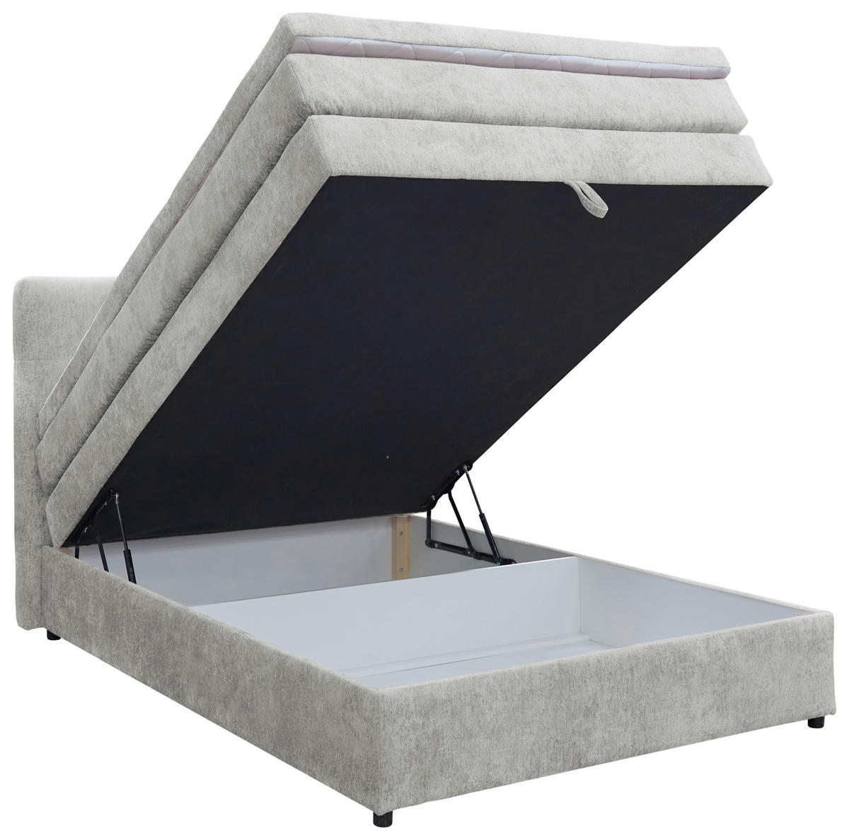 BOXSPRINGBETT 120/200 cm  in Hellgrau  - Hellgrau/Schwarz, KONVENTIONELL, Kunststoff/Textil (120/200cm) - Carryhome