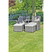 GARTENSESSEL Kunststoff, Textil Hellgrau  - Hellgrau, MODERN, Kunststoff/Textil (70/90/155cm) - Gardenson