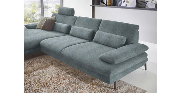 ECKSOFA in Chenille Blaugrau 180/310 cm - Blaugrau/Schwarz, Design, Textil/Metall (180/310cm) - Dieter Knoll