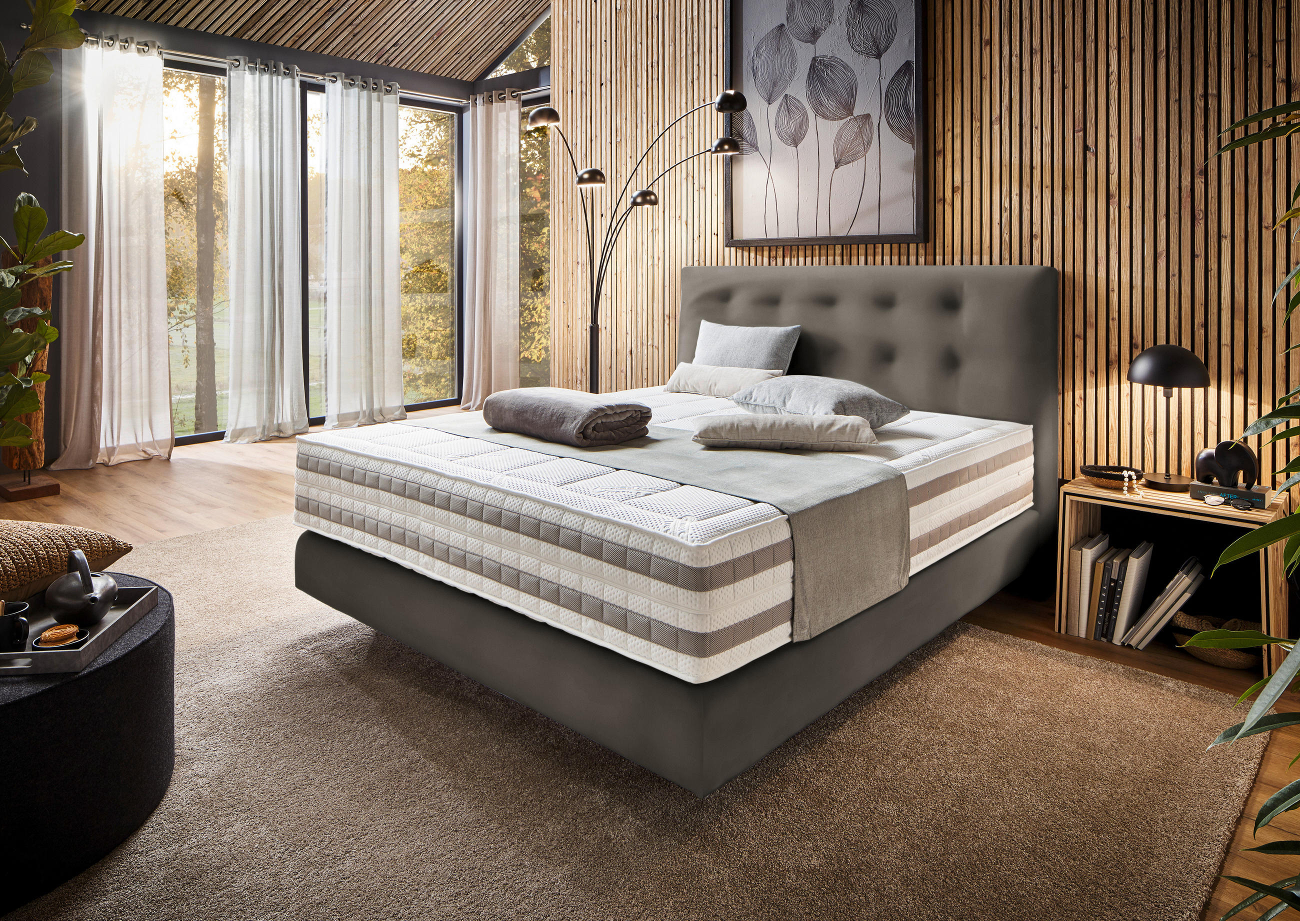 BOXSPRINGBETT 160/200 cm  in Taupe  - Taupe, KONVENTIONELL, Holz/Textil (160/200cm) - Dieter Knoll