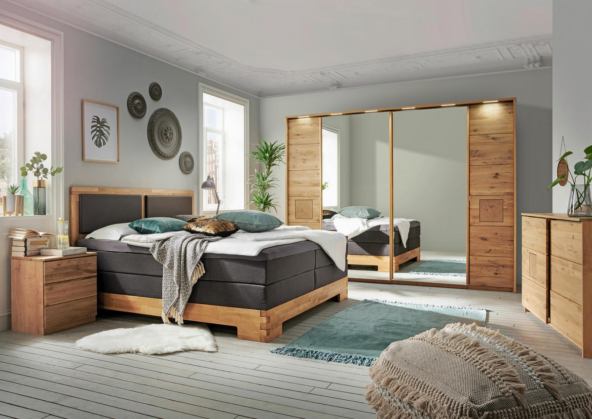 SCHWEBETÜRENSCHRANK in Eichefarben  - Eichefarben, Natur, Glas/Holz (246/215/74cm) - Linea Natura