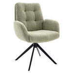 ARMLEHNSTUHL  Stoffauswahl, Typenauswahl, Sitzfläche 360° drehbar Webstoff  - Schwarz/Olivgrün, Design, Textil/Metall (66/95/74cm) - Novel