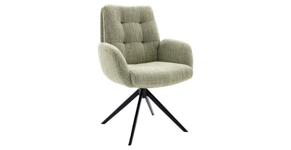 ARMLEHNSTUHL  Stoffauswahl, Typenauswahl, Sitzfläche 360° drehbar Webstoff  - Schwarz/Olivgrün, Design, Textil/Metall (66/95/74cm) - Novel