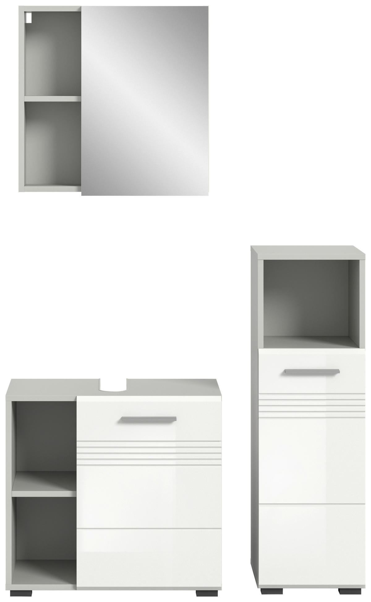 KOUPELNA šedá, vysoce lesklá bílá  - šedá/černá, Moderní, kompozitní dřevo/plast (90cm) - MID.YOU