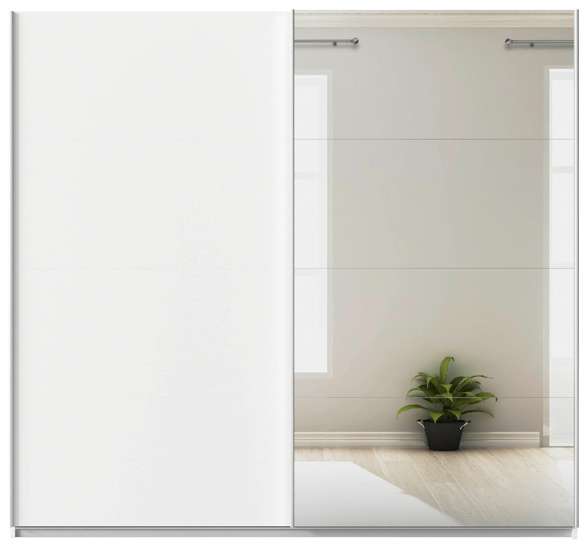 SCHWEBETÜRENSCHRANK  in Weiß  - Alufarben/Weiß, KONVENTIONELL, Glas/Holzwerkstoff (225/229/62cm) - Xora