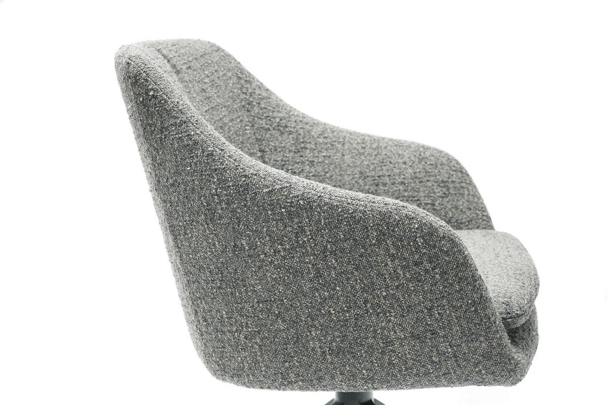 ARMLEHNSTUHL  in Eisen Webstoff  - Blaugrau/Schwarz, Design, Textil/Metall (61/83/61.5cm) - Cassando