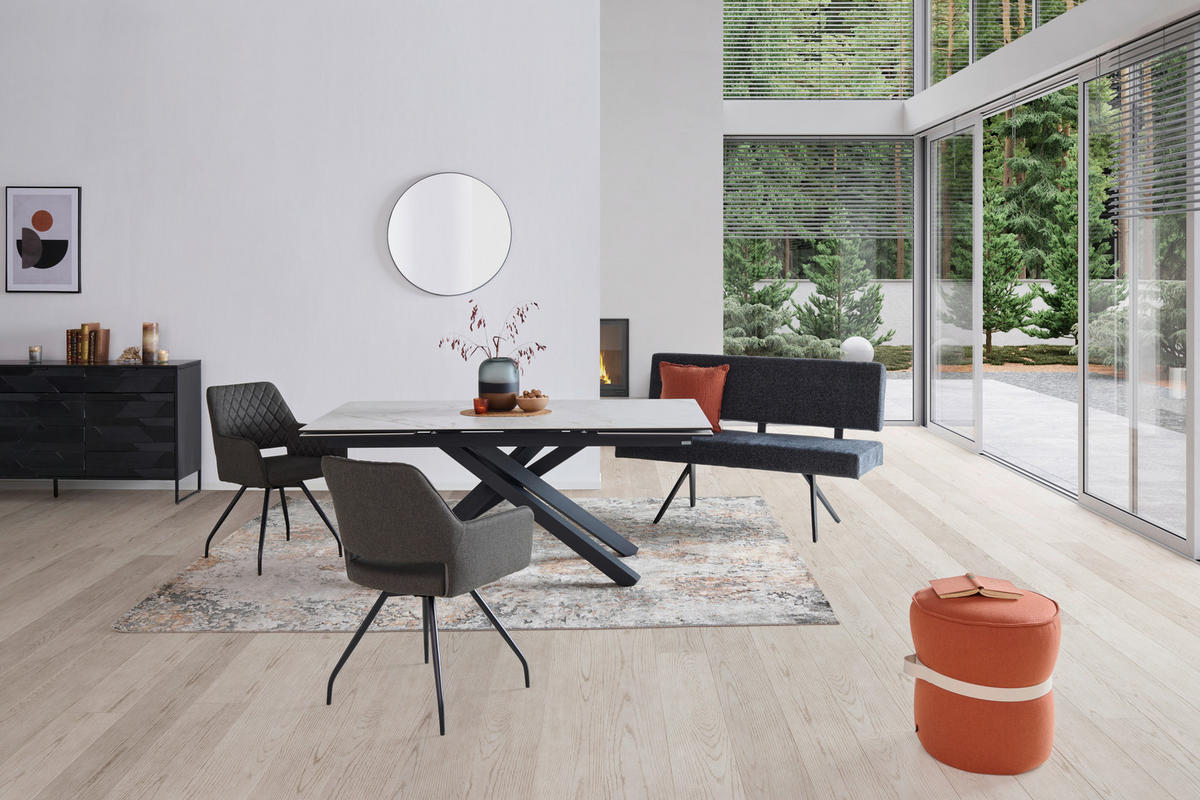 SITZBANK Metall, Textil Dunkelgrau  - Dunkelgrau/Schwarz, Konventionell, Textil/Metall (140/90/62cm) - MID.YOU