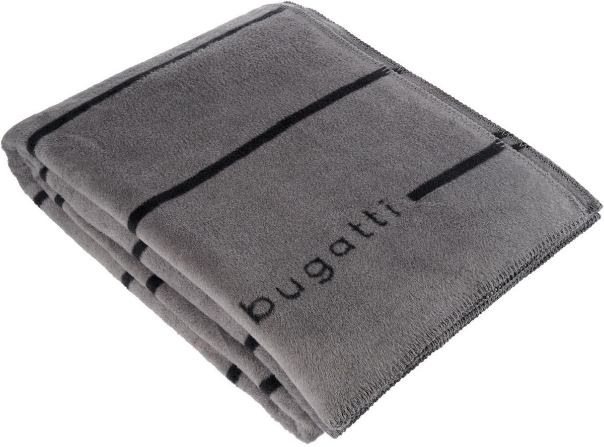 DEKORATIVNA ODEJA 150/200 cm siva, črna  - siva/črna, Basics, tekstil (150/200cm) - Bugatti