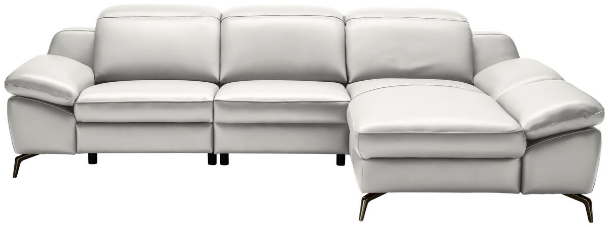 ECKSOFA in Echtleder Greige  286/183 cm  - Greige/Schwarz, Design, Leder/Metall (286/183cm) - Celina Home