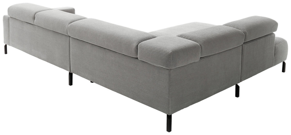 ECKSOFA inkl. Funktion in Cord Grau  - Schwarz/Grau, Modern, Textil/Metall (219/309cm) - Pure Home Lifestyle