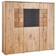 HIGHBOARD Alteiche  139,1/133,7/37,4 cm  - Alteiche/Anthrazit, KONVENTIONELL, Glas/Holz (139,1/133,7/37,4cm) - Linea Natura