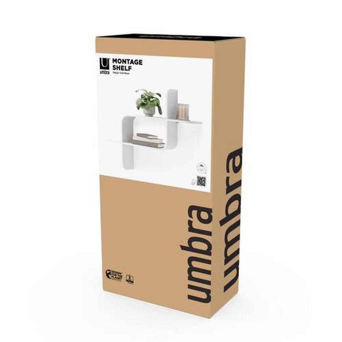 POLICA ZIDNA bijela  drvo  - bijela, Konvencionalno, drvo (64/48/16cm) - Umbra