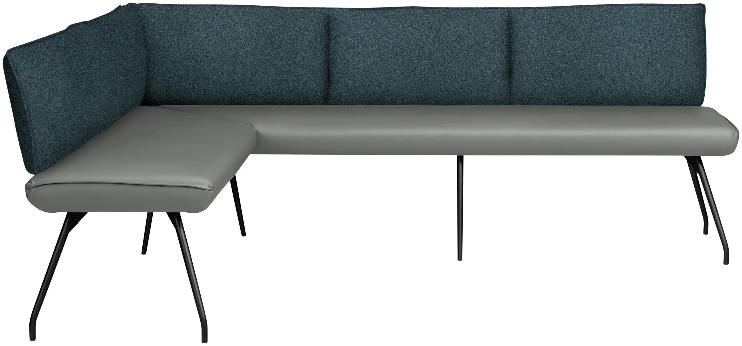 ECKBANK 155/225 cm Mikrofaser Graublau   - Graublau/Anthrazit, Design, Textil/Metall (155/225cm) - Moderano