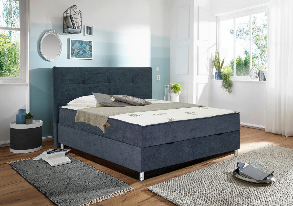 POSTELJA Z VZMETNICO 160 cm   x 200 cm  , kovina, tekstil siva  - siva, Konvencionalno, kovina/tekstil (160/200cm) - Ti'me