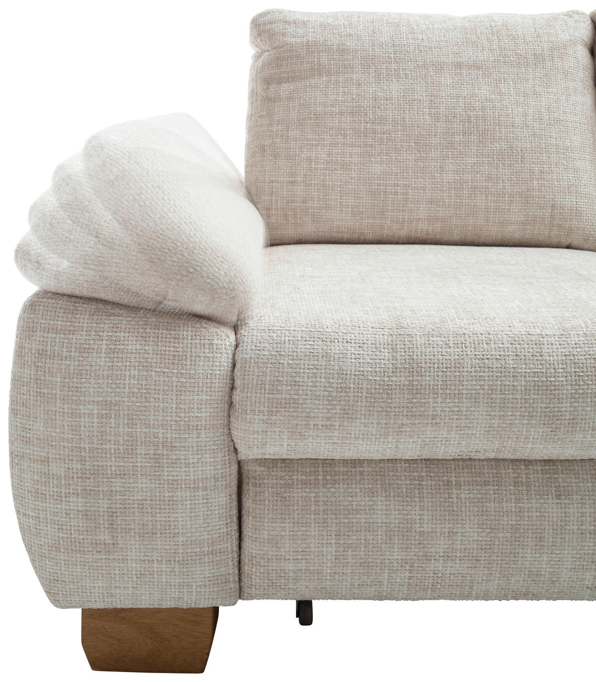 ECKSCHLAFSOFA Struktur Creme  - Wildeiche/Creme, MODERN, Holz/Textil (265/206cm) - Livetastic