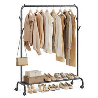 KLEIDERWAGEN in Schwarz 103,5/155/41 cm   - Schwarz, Basics, Kunststoff/Metall (103,5/155/41cm)