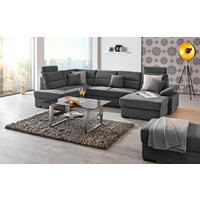 WOHNLANDSCHAFT inkl.Funktionen in Webstoff Anthrazit  - Dunkelbraun/Anthrazit, KONVENTIONELL, Kunststoff/Textil (183/319/166cm) - Cantus