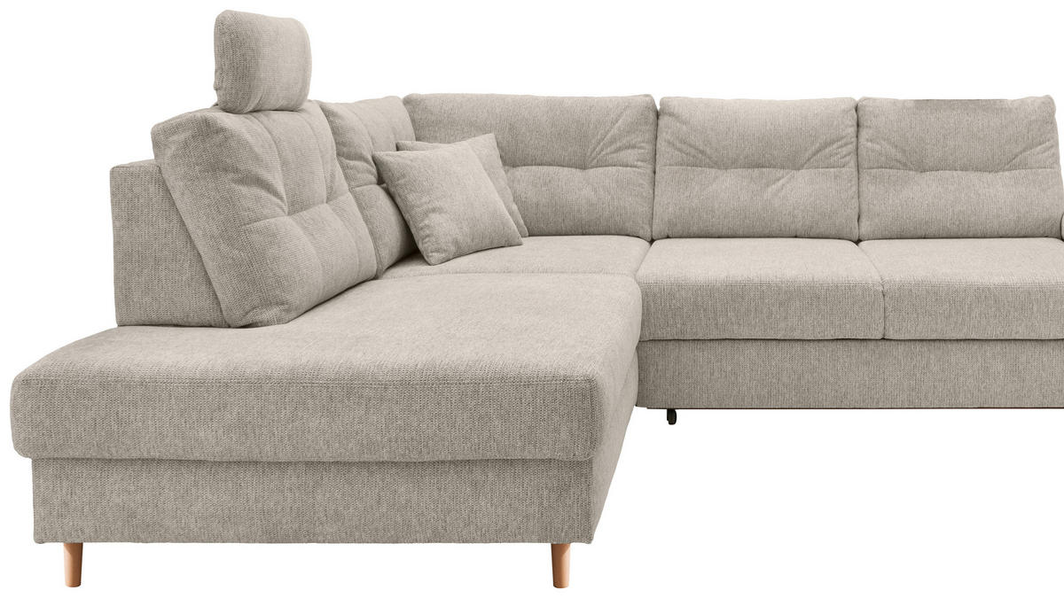 ECKSOFA in Chenille Beige  - Beige/Naturfarben, Modern, Holz/Textil (206/264cm) - Livetastic