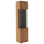 VITRINE in massiv, furniert Balkeneiche Grau, Eichefarben  - Eichefarben/Anthrazit, Natur, Glas/Holz (50/204/37cm) - Linea Natura