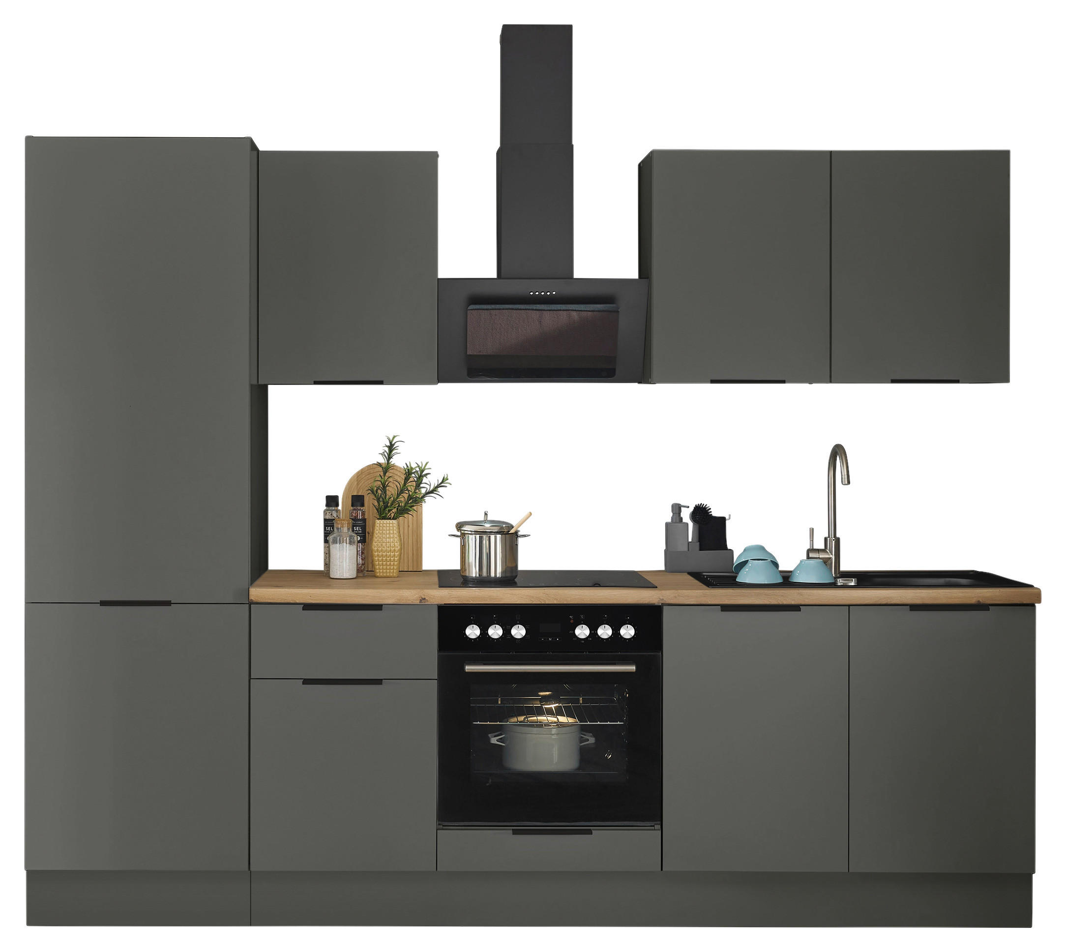 KÜCHENBLOCK   in Graphitfarben  - Schwarz/Graphitfarben, Basics, Holzwerkstoff/Metall (270/211/60cm) - Carryhome