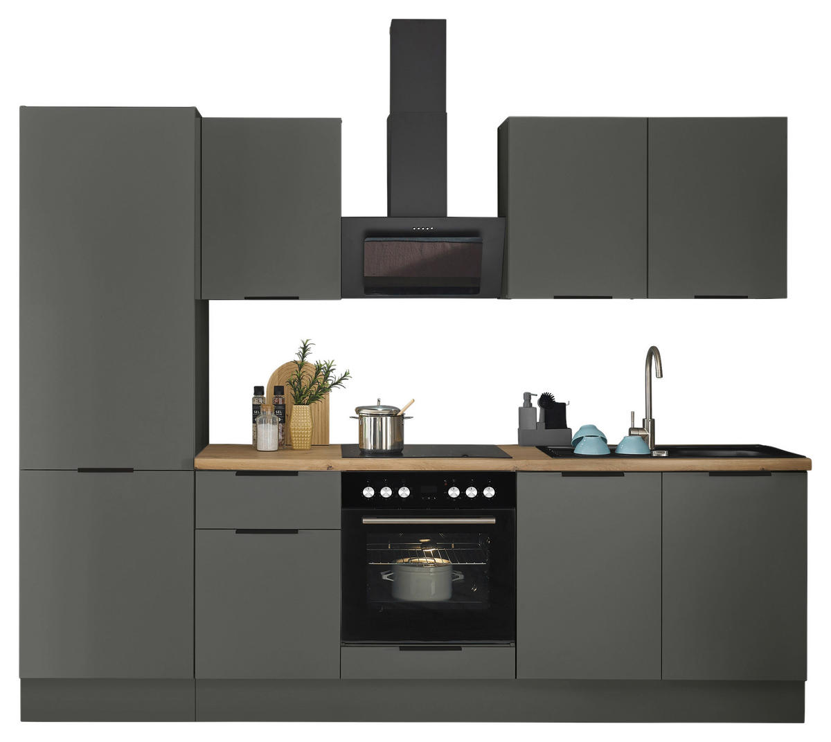 KÜCHENBLOCK   in Graphitfarben  - Schwarz/Graphitfarben, Basics, Holzwerkstoff/Metall (270/211/60cm) - Carryhome